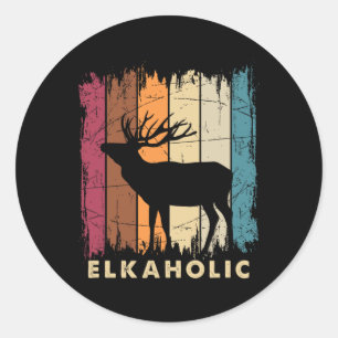 Wildtiere — Elche Jäger Hirsche Silhouette E Runder Aufkleber