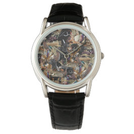 Wildtiere, Enten und Hirsche Jäger beobachten Armbanduhr