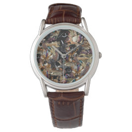 Wildtiere, Enten und Hirsche Jäger beobachten Armbanduhr