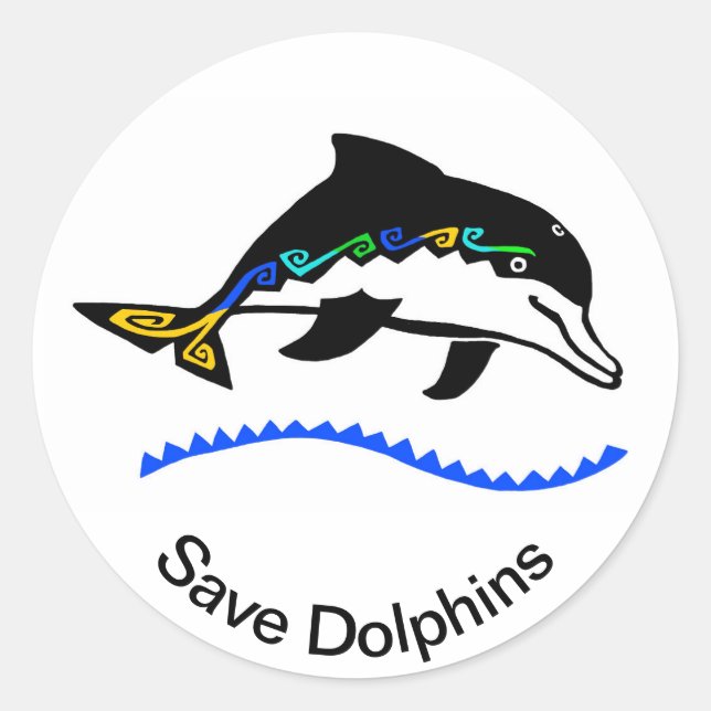 Wildtiere - Gerettet DOLPHINS - Natur - Ozean Blau Runder Aufkleber (Vorderseite)