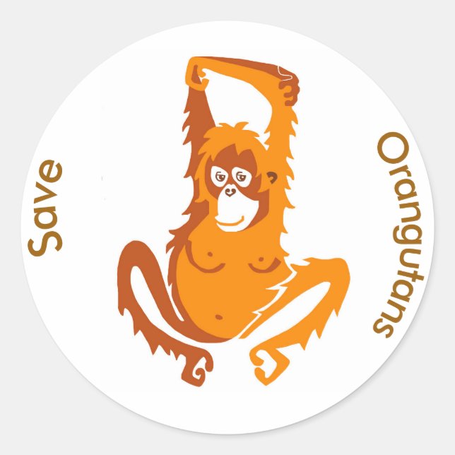 Wildtiere, Gerettet ORANGUTANS -gefährdetes Tier - Runder Aufkleber (Vorderseite)