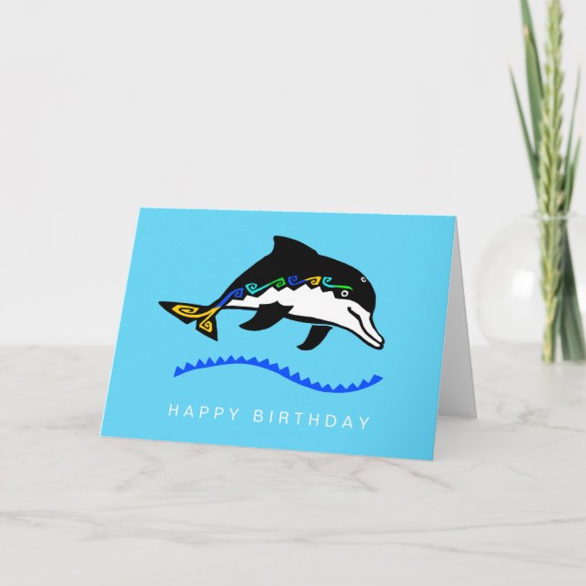 Wildtiere - Grafischer DOLPHIN - Natur - Ozeanblau Karte (Vorderseite)