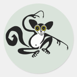 Wildtiere - Grafisches AYE-AYE - Primat - Lemur Runder Aufkleber