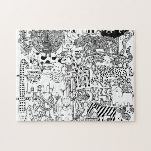 Wildtiere Handgezeichnete Schwarz-Weiß-Kunst 