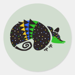 Wildtiere - Handgezogene ARMADILLO - Wildtiere - Runder Aufkleber