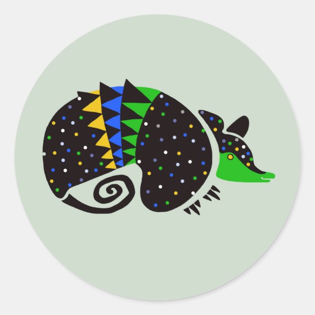 Wildtiere - Handgezogene ARMADILLO - Wildtiere - Runder Aufkleber (Vorderseite)