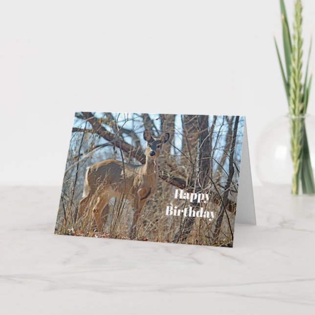 Wildtiere Hirsche Woods Foto Geburtstag Karte (Vorderseite)