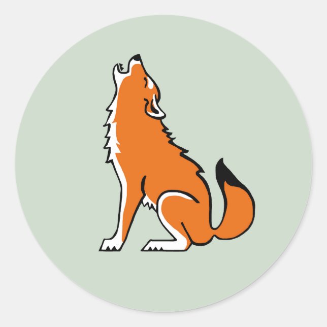 Wildtiere - Howling Red WOLF - Wildlife - USA - Runder Aufkleber (Vorderseite)