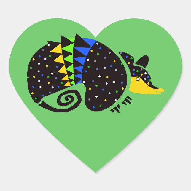 Wildtiere - I Liebe Armadillos - Natur - Grün Herz-Aufkleber (Vorderseite)