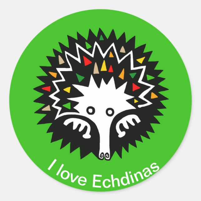 Wildtiere - I Liebe ECHIDNAS - Natur - Australien Runder Aufkleber (Vorderseite)