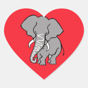 Wildtiere - I Liebe ELEPHANTS - Natur - Rot Herz-Aufkleber