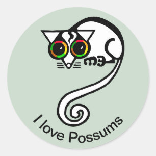 Wildtiere - I Liebe POSSUMS - Natur - Grün Runder Aufkleber