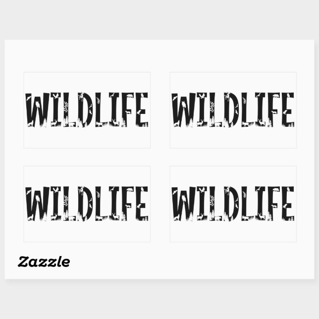 Wildtiere im Freien Typografie des Naturwaldes Rechteckiger Aufkleber (Blatt)