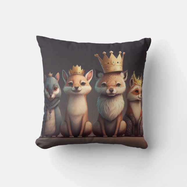 Wildtiere mit Kronen Kissen (Vorderseite)