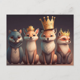 Wildtiere mit Kronen Postkarte
