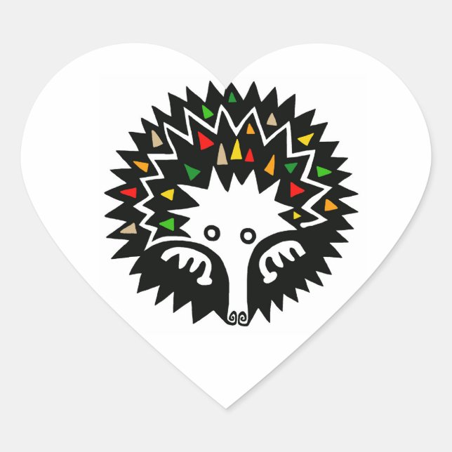 Wildtiere - Niedliche ECHIDNA - Aussie wild lebend Herz-Aufkleber (Vorderseite)