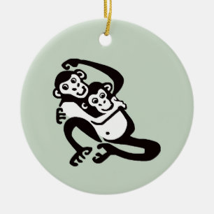 Wildtiere - Niedliches BONOBO - Schimpanse - Natur Keramik Ornament