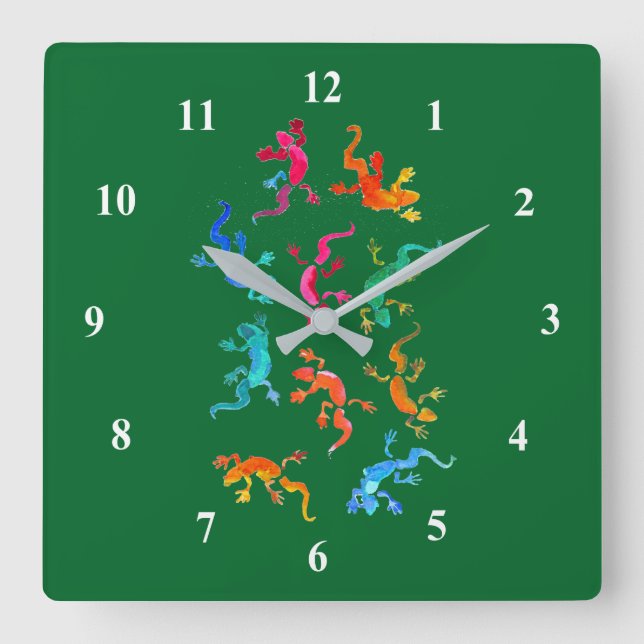 Wildtiere-Reptilien-Öko Quadratische Wanduhr (Vorderseite)