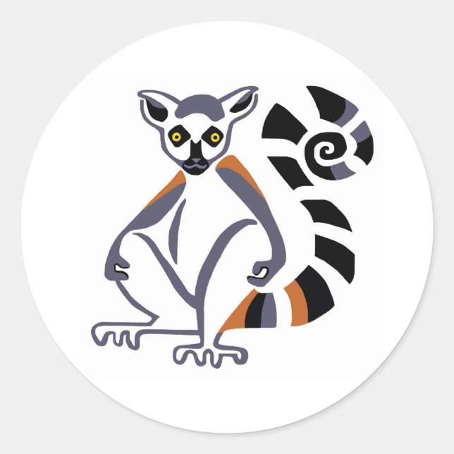 Wildtiere - Ringschwanze LEMUR- Madagaskar-Primat Runder Aufkleber (Vorderseite)