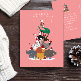 Wildtiere Weihnachtsbaum Feiertagspostkarte