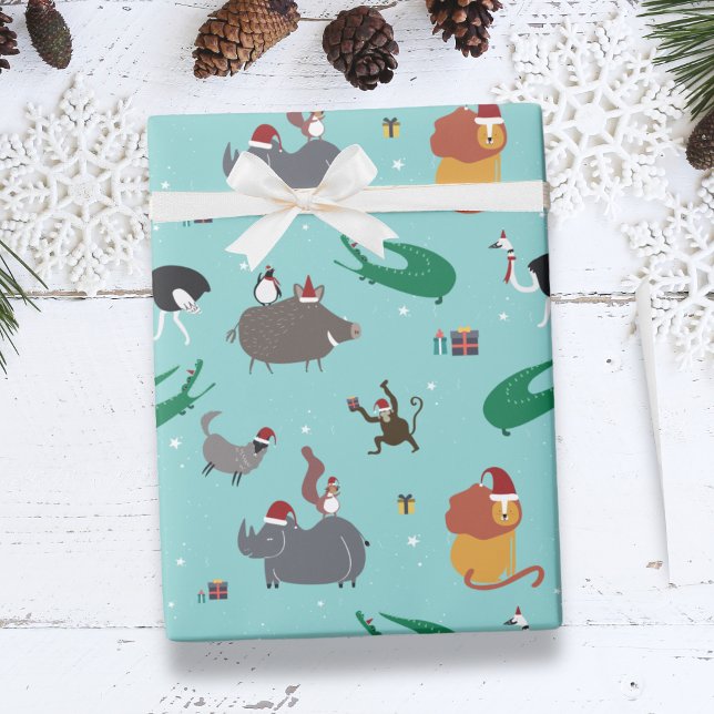 Wildtiere Weihnachtsfeiertag Geschenkpapier (Wildlife Animals Christmas Holiday Wrapping Paper)