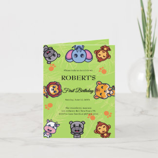 Wildtiere zum ersten Geburtstag Einladung