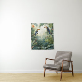Wildtierillustration Personalisiertes Foto & Text Wandteppich