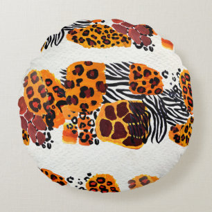 Wildtiermischung nahtlos. Jaguar, Leopard, Rundes Kissen