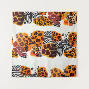 Wildtiermischung nahtlos. Jaguar, Leopard, Wandteppich