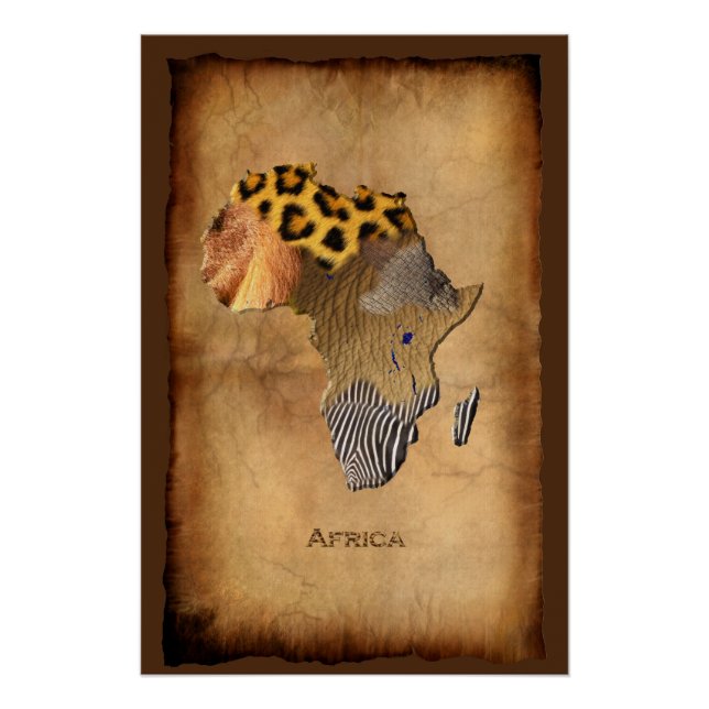 Wildtiertexturen KARTE AFRIKAS Poster (Vorderseite)