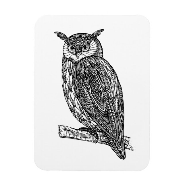 Wildtotem-Tier-Owl-Doodle Magnet (Vertikal)