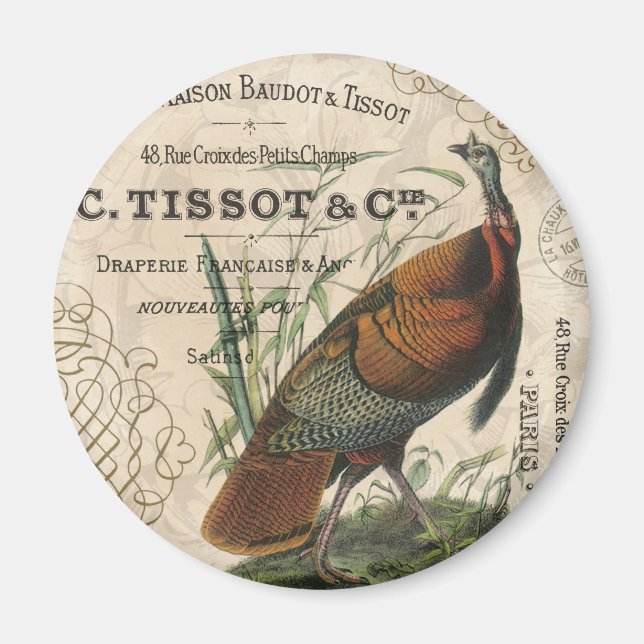Wildtruthühner mit Vintagem Fall Magnet (Vorne)