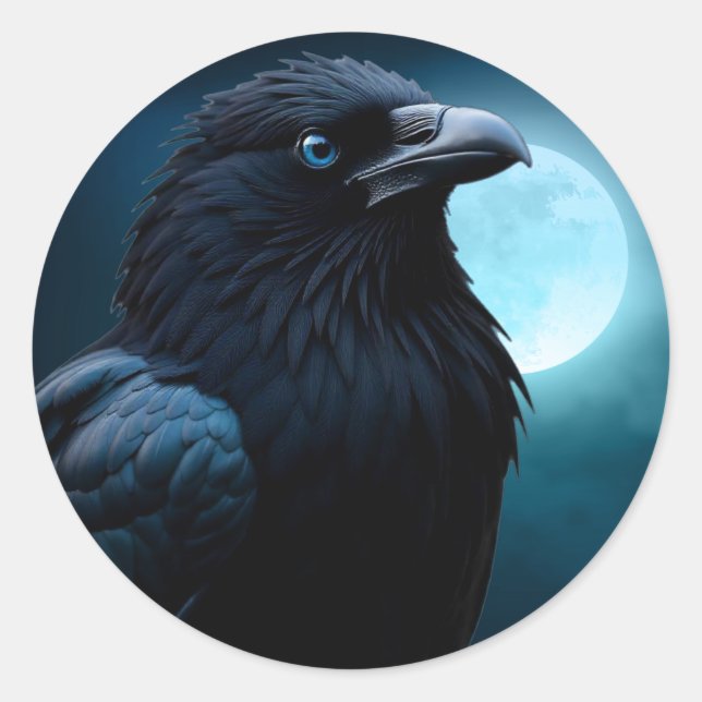 Wildvögel Moon Crow-Raven Stickers (Vorderseite)