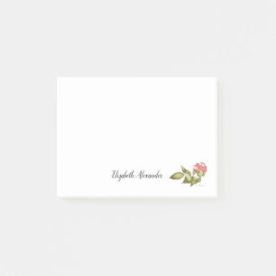 Wildwasserfarbe der Rose mit Typenschild Post-it Klebezettel