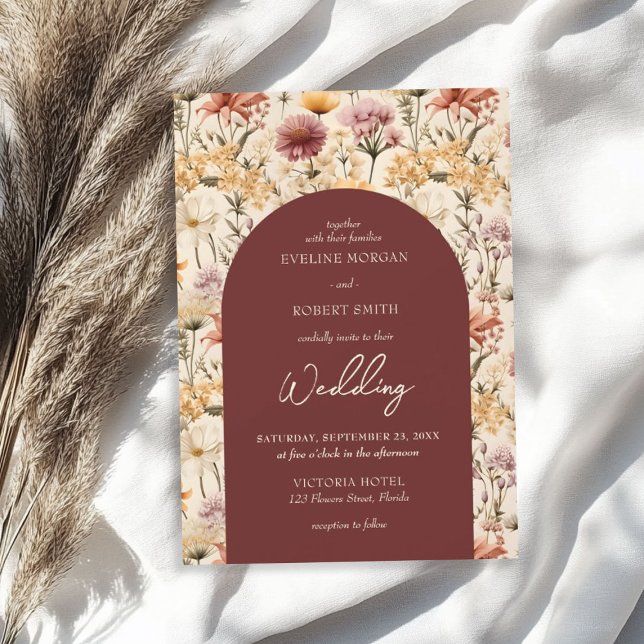 Wildwiesen-Blume von Boho Einladung (Boho watercolor fall meadow wild flowers invitation)