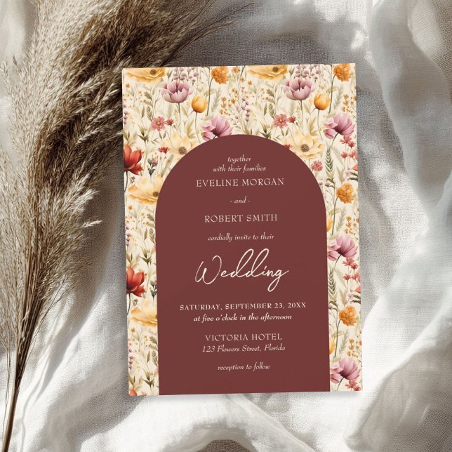 Wildwiesen-Blume von Boho Einladung (Boho watercolor fall meadow wild flowers invitation)