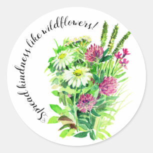 Wildwiesenblumen verbreiten Freundlichkeit Runder Aufkleber