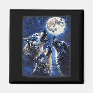 Wildwölfe lieben Wolf, der am Mond heult Magnet