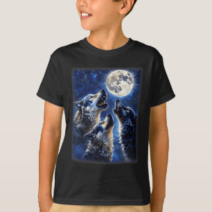 Wildwölfe lieben Wolf, der am Mond heult T-Shirt