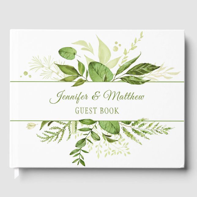 Wildwood Botanical Rustic Greenerity Guest Book Gästebuch (Vorderseite)