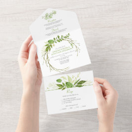 Wildwood Botanical Wreath Wedding | All In One Einladung