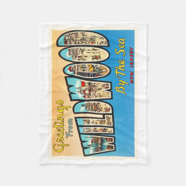 Wildwood durch die Seenew-jersey NJ Vintage Fleecedecke (Vorderseite)