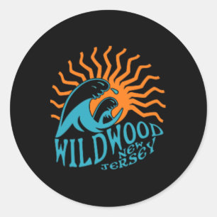 Wildwood New Jersey Beach Front und Back Runder Aufkleber