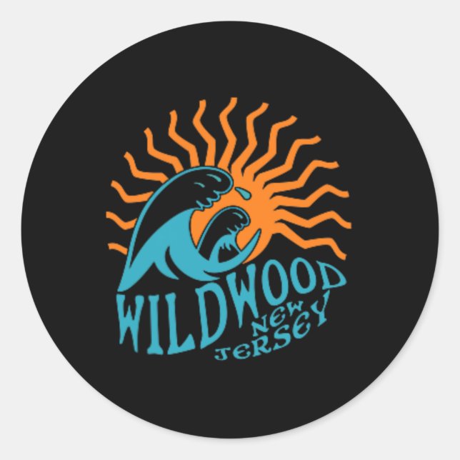 Wildwood New Jersey Beach Front und Back Runder Aufkleber (Vorderseite)