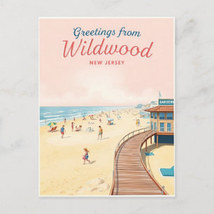 Wildwood, New Jersey – Retro-Strandszenen Postkarte