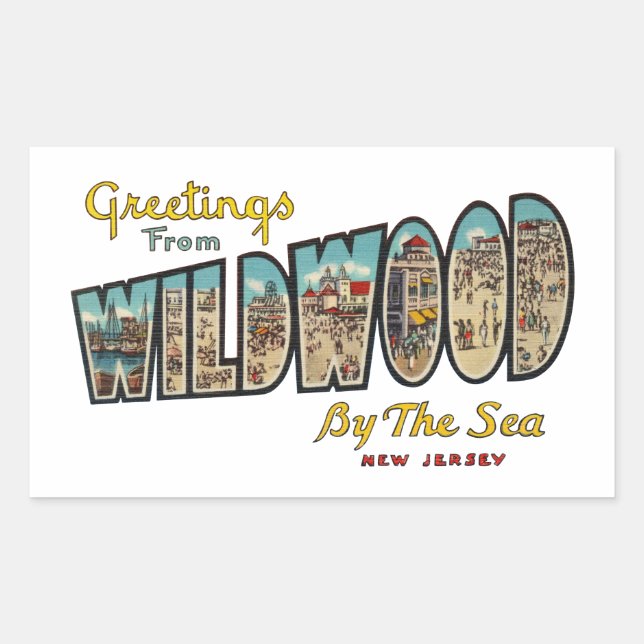 Wildwood NJ Rechteckiger Aufkleber (Vorderseite)