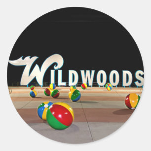 Wildwoods unterzeichnen herein Wildwood New-Jersey Runder Aufkleber