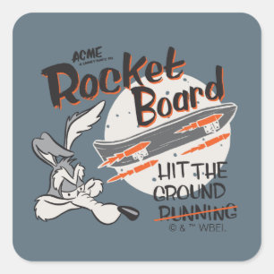 WILE E. COYOTE™ ACME Raketenskateboard Quadratischer Aufkleber