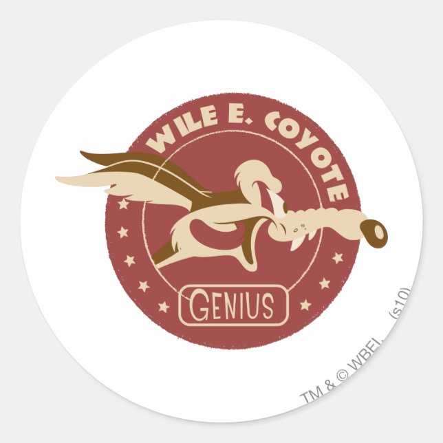 WILE E. COYOTE™ Genius Runder Aufkleber (Vorderseite)