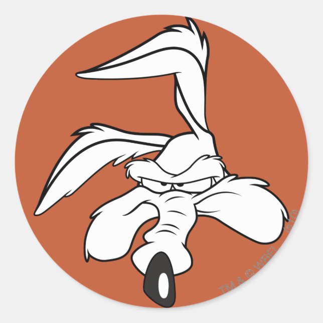 WILE E. COYOTE™ Head Shot Runder Aufkleber (Vorderseite)